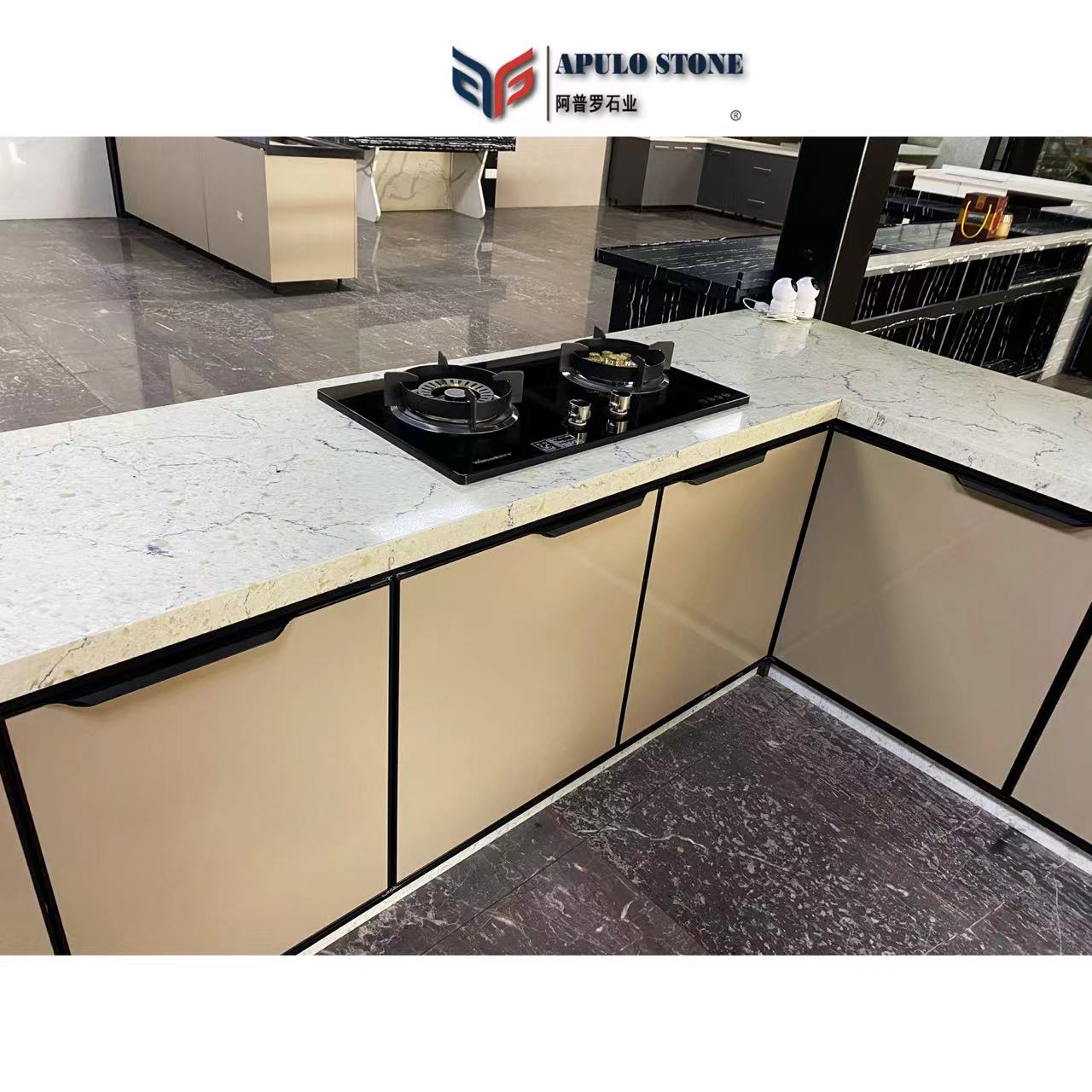 Marble Kitchen Countertop Cut-to-Size Chinese Prefab Polished Natural Stone Countertop with Beautiful Veins